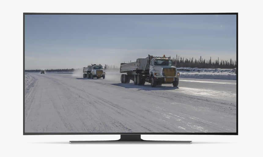 Tv Showing Tractor Trailers On A Snowy Road - Led-backlit Lcd Display, HD Png Download, Free Download