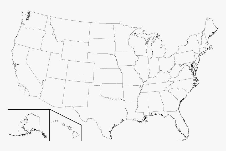 Us Map Png - Blank Map Of United States With State Boundaries, Transparent Png, Free Download