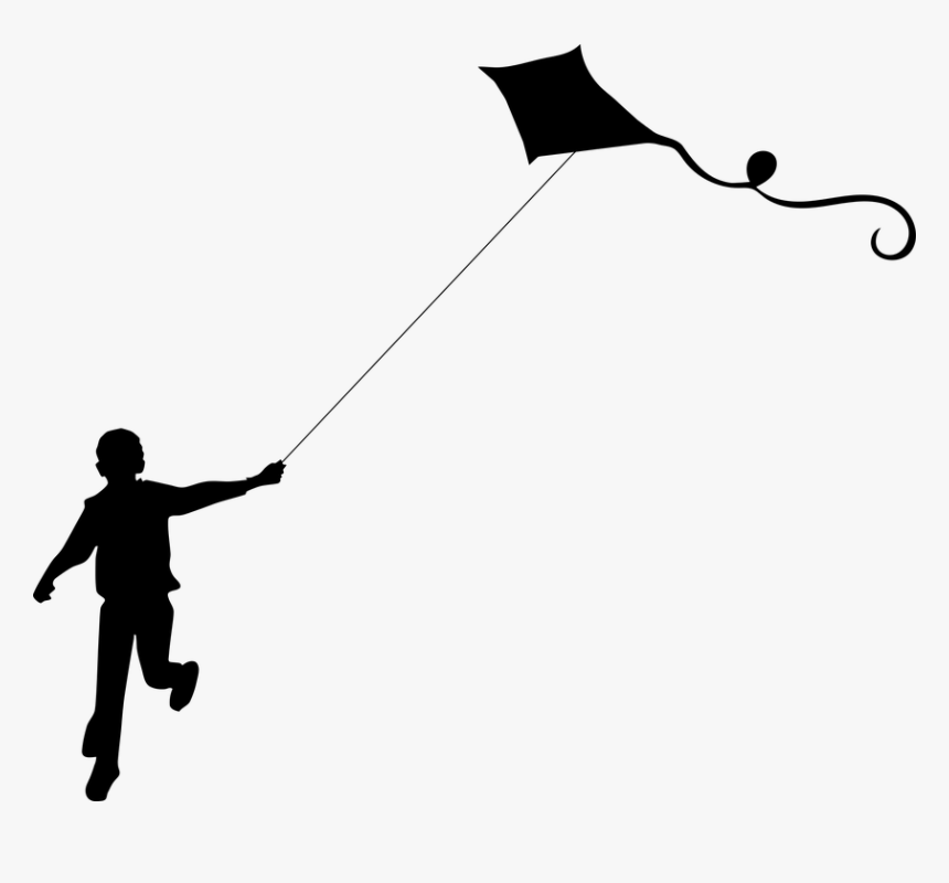 Boy, Flying Kite, Male, Playing, Silhouette - Kid Flying Kite Png, Transparent Png, Free Download
