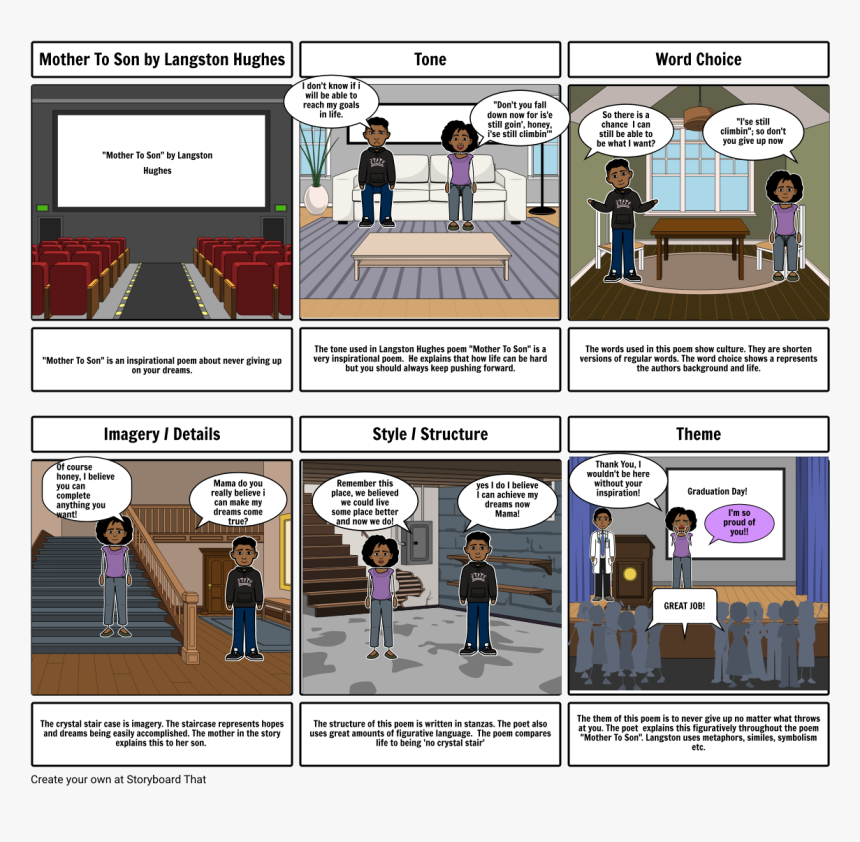 "mother To Son - Brown Vs Board Of Education Storyboard Template, HD Png Download, Free Download