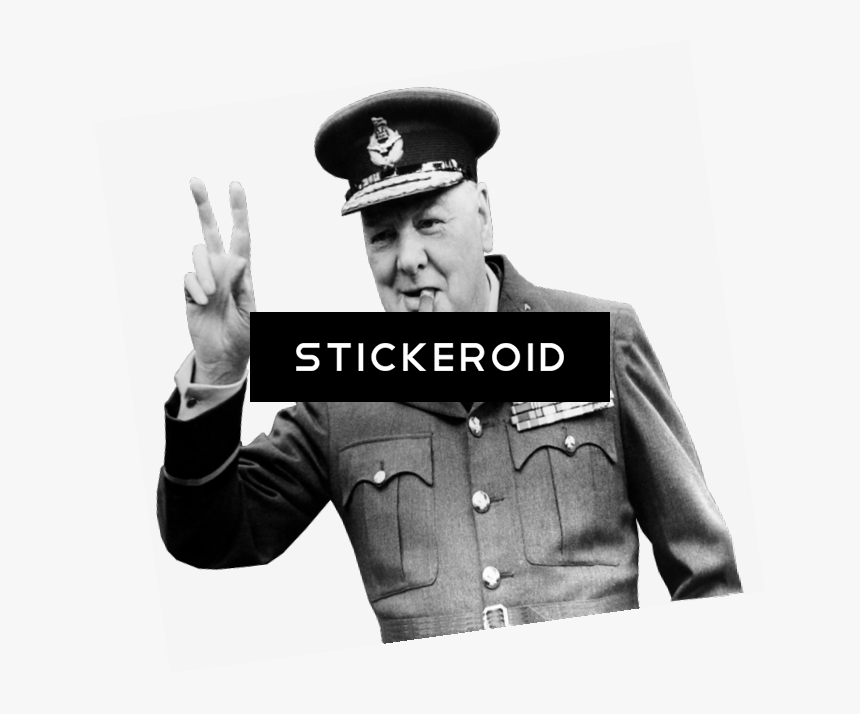 Winston Churchill Military Outfit V Sign , Png Download - Sir Winston Churchill Png, Transparent Png, Free Download