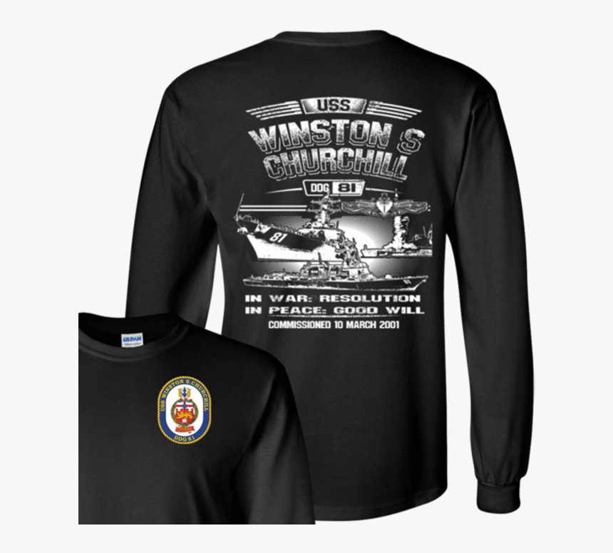 Uss Winston Churchill Ddg 81 T Shirts And Hoodies - Long-sleeved T-shirt, HD Png Download, Free Download