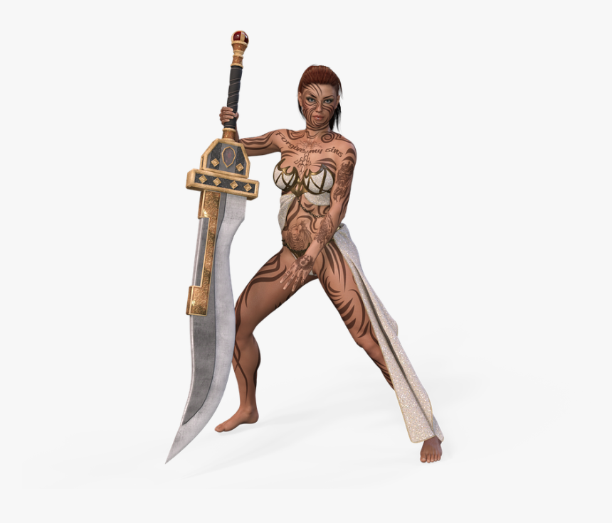 Transparent Strong Woman Png - Female Sword Battle Pose, Png Download, Free Download