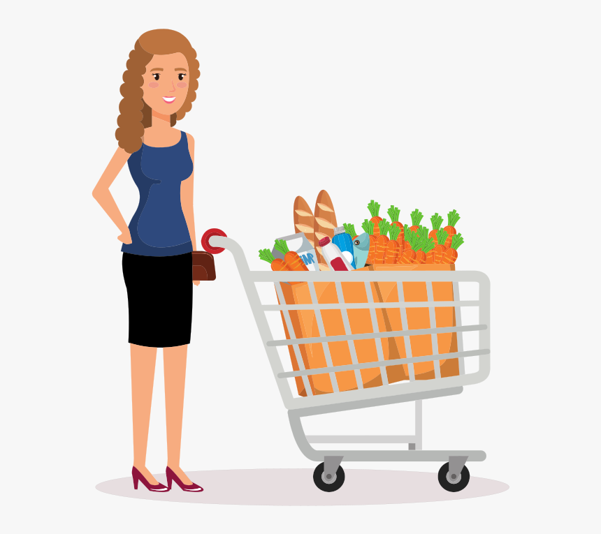 Shopping Lady In Supermarket Clipart Image For Free - Lady Shopping In Supermarket Clipart, HD Png Download, Free Download