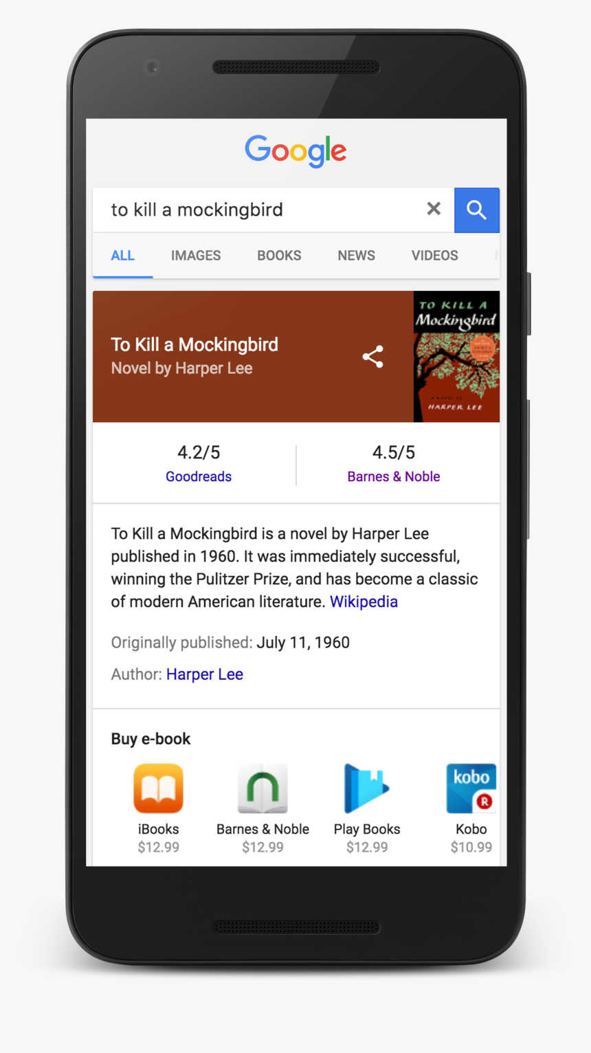 Google Search Result Mobile - Kill A Mockingbird Book Cover, HD Png Download, Free Download