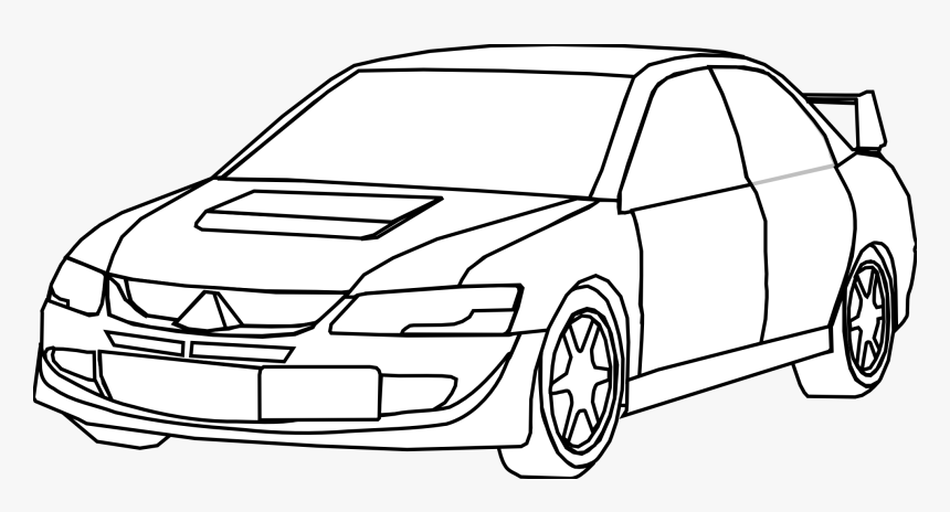 Car Line Art - Car Black And White Mitsubishi, HD Png Download, Free Download