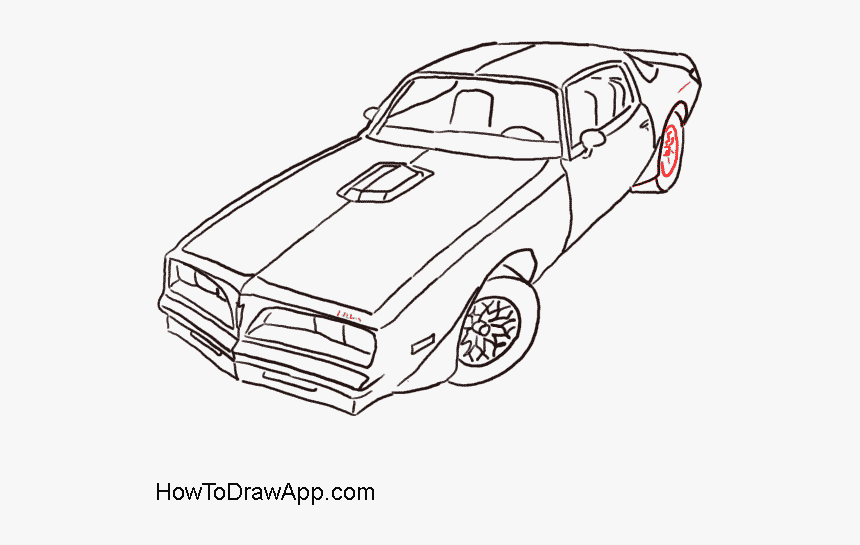 Pontiac Firebird Drawing Line Art Car Clip Art - Pontiac Firebird Trans Am Drawing, HD Png Download, Free Download