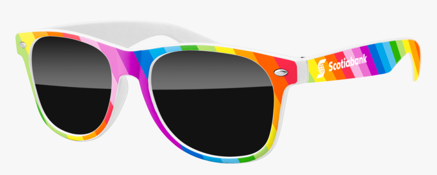 Pride Rainbow On White Frame Promotional Sunglasses - Plastic, HD Png Download, Free Download