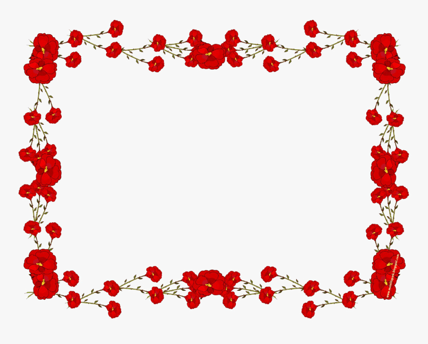 Flower Border Designs Png Free Pic - Borders Design Flowers Red, Transparent Png, Free Download