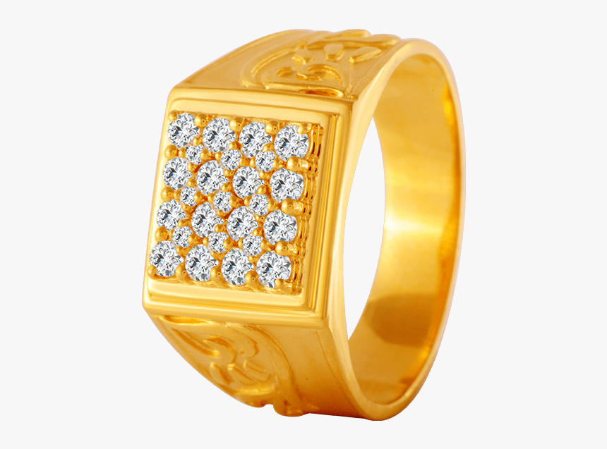 22kt Yellow Gold And American Diamond Ring For Men - Engagement Ring, HD Png Download, Free Download
