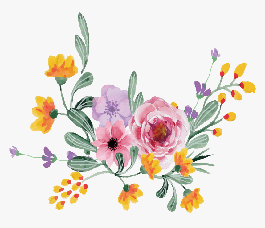 Wildflower Bouquet Png - Watercolor Bouquet Of Flowers, Transparent Png, Free Download