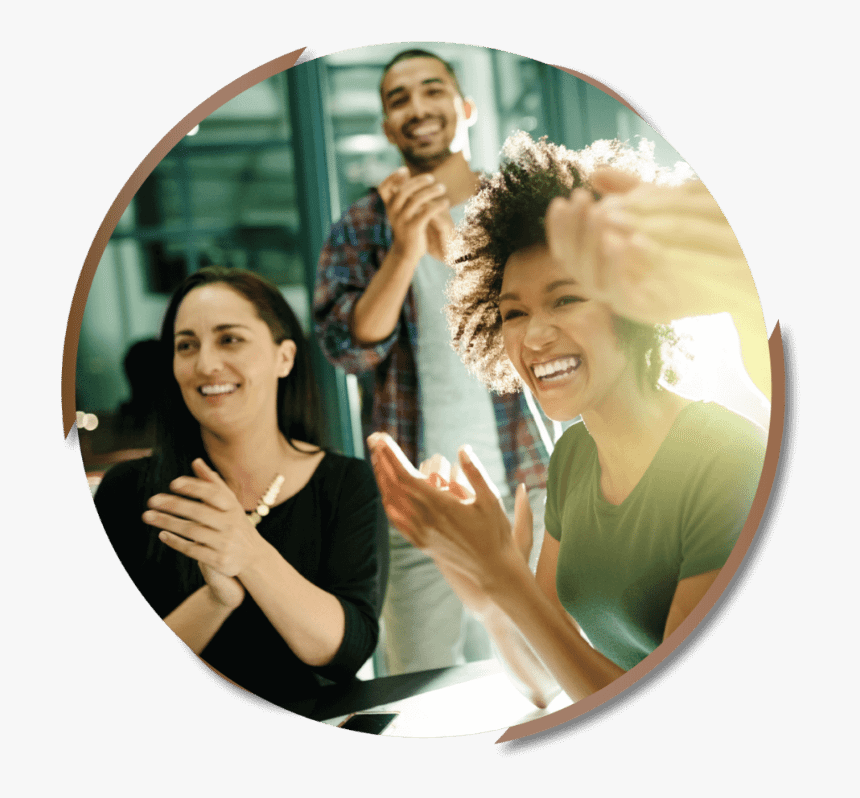 Three People Clapping And Smiling In A Coworking Space - Polite Ways To Act, HD Png Download, Free Download