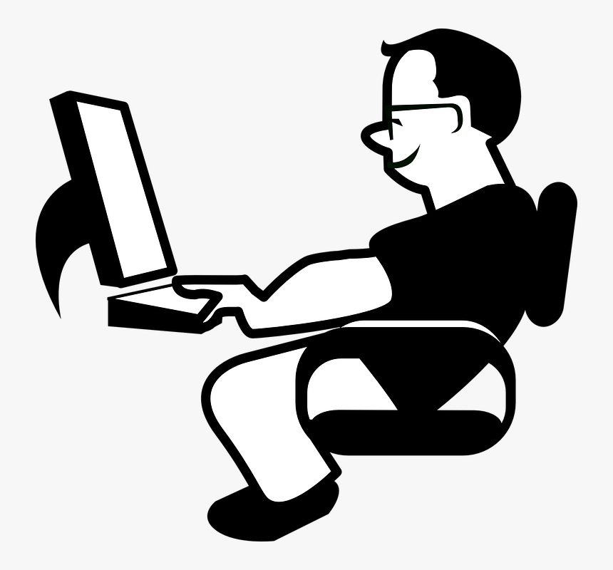 Relaxed, Office, Office Job, Workstation, Man, Worker - People Using Computer Drawing, HD Png Download, Free Download