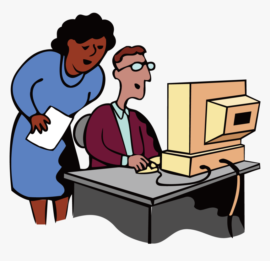 Humans Clipart Office Person - Cartoon Images Computer At Office, HD Png Download, Free Download