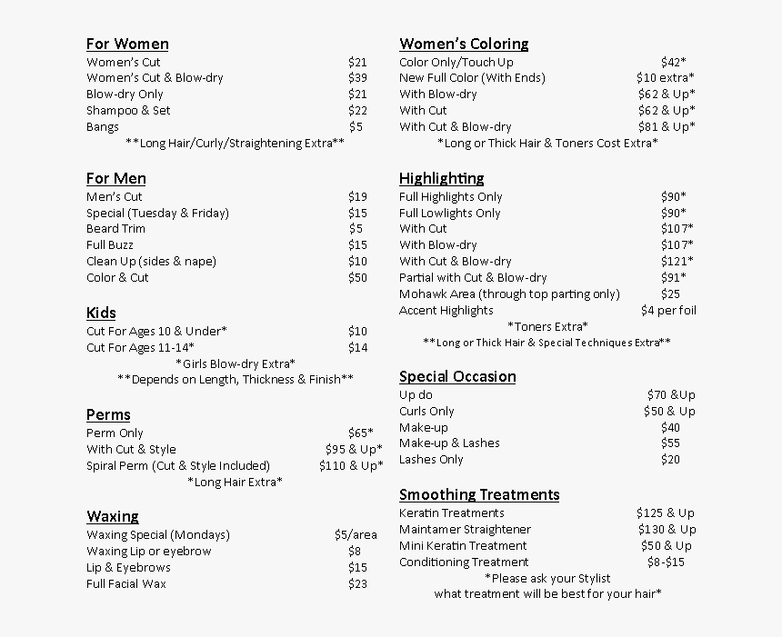 Cutting Crew Salon Prices, HD Png Download, Free Download