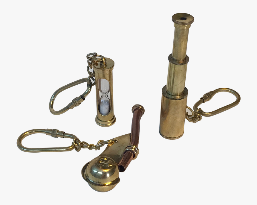 Keychain, Spyglass, Hourglass, Boatswains Whistle - Brass, HD Png Download, Free Download