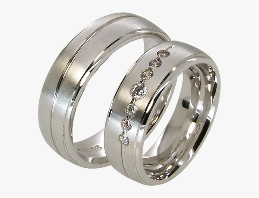 2 Silver Wedding Rings Couple Rings With 7 Cubic Zirconia - Ring Mit 7 Zirkonia, HD Png Download, Free Download