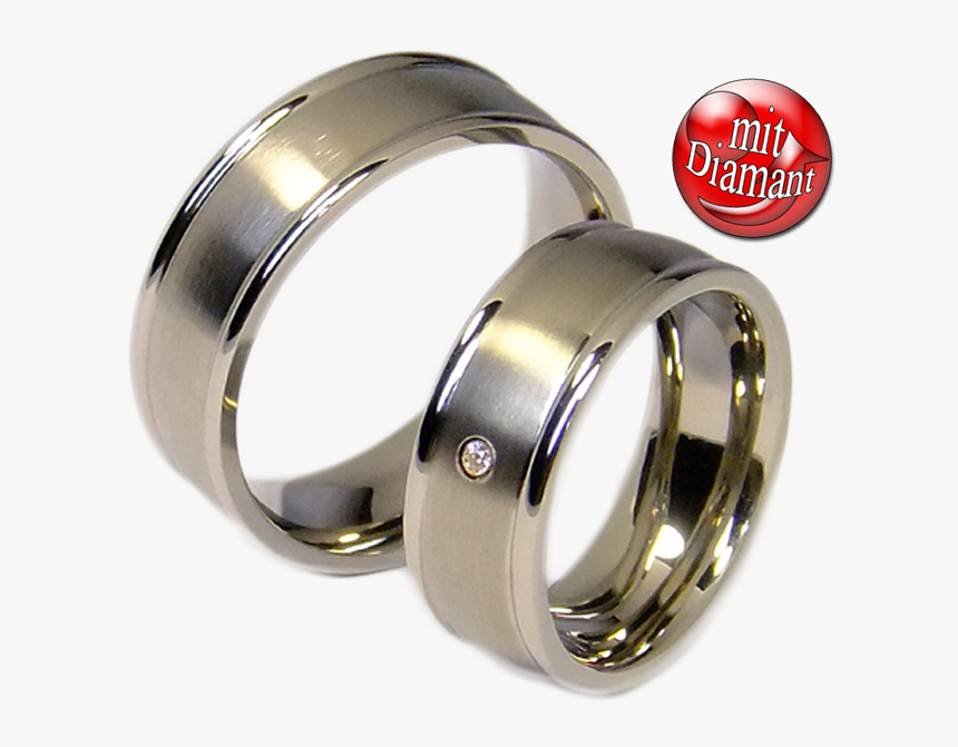 2 Wedding Rings Couple Rings Titanium Rings With Diamond - Titanium Ring, HD Png Download, Free Download