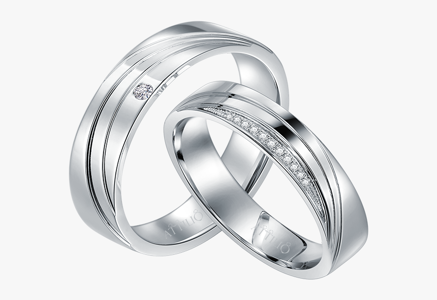 18k White Color Gold Diamond Couple Ring - Gold Diamond Couple Rings, HD Png Download, Free Download