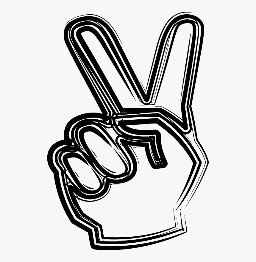 Sketched Victory Sign V Sign, HD Png Download kindpng