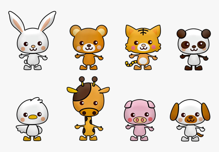 Kawaii, Panda, Rabbit, Bear, White, China, Dog, Bird - Animales Para Dibujar A Color, HD Png Download, Free Download