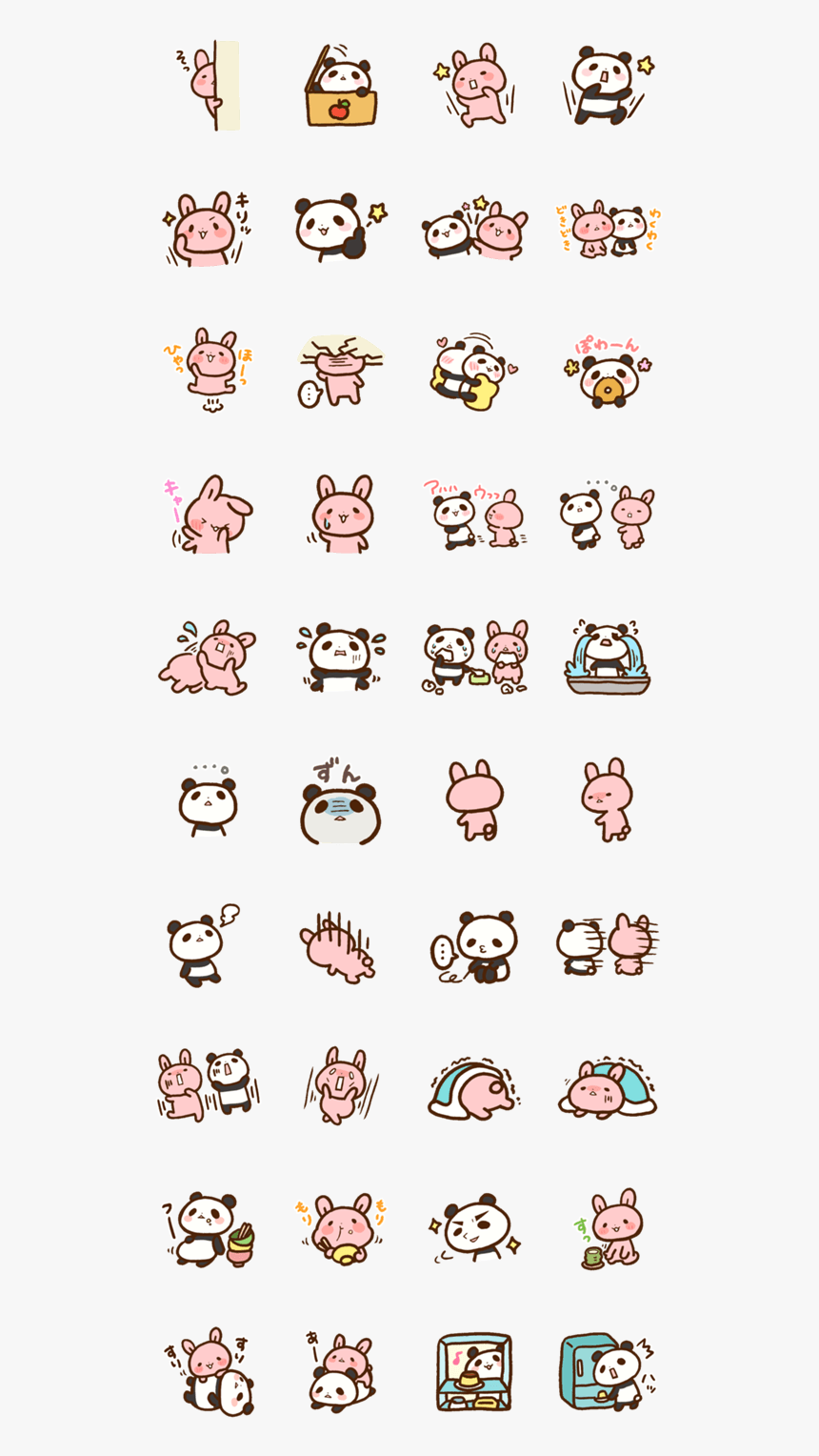 Chibi Panda, Chibi Bunny, Cartoon Panda, Kawaii Bunny, - Bunny Emojis Kawaii, HD Png Download, Free Download