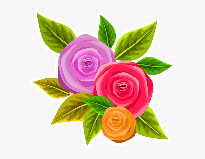 Illustration, Roses, Flowers, Floral, Stylized - Garden Roses, HD Png Download, Free Download