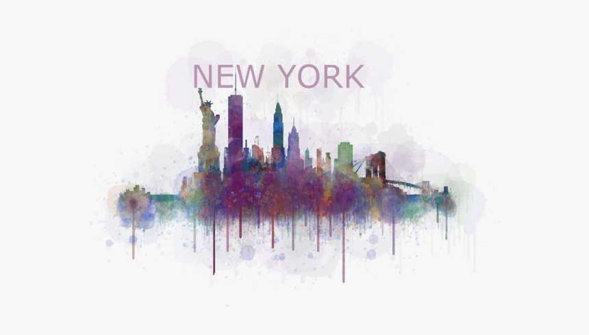 Rome York Street Augusta New York City Watercolor Painting - New York City Skyline Tee Shirt, HD Png Download, Free Download