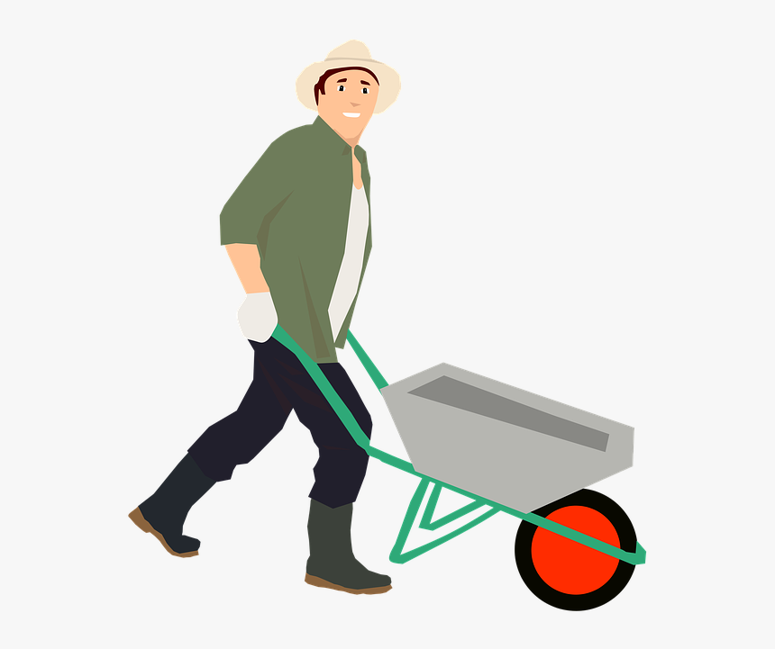 Cartoon Farmer With Wheelbarrow, HD Png Download, Free Download