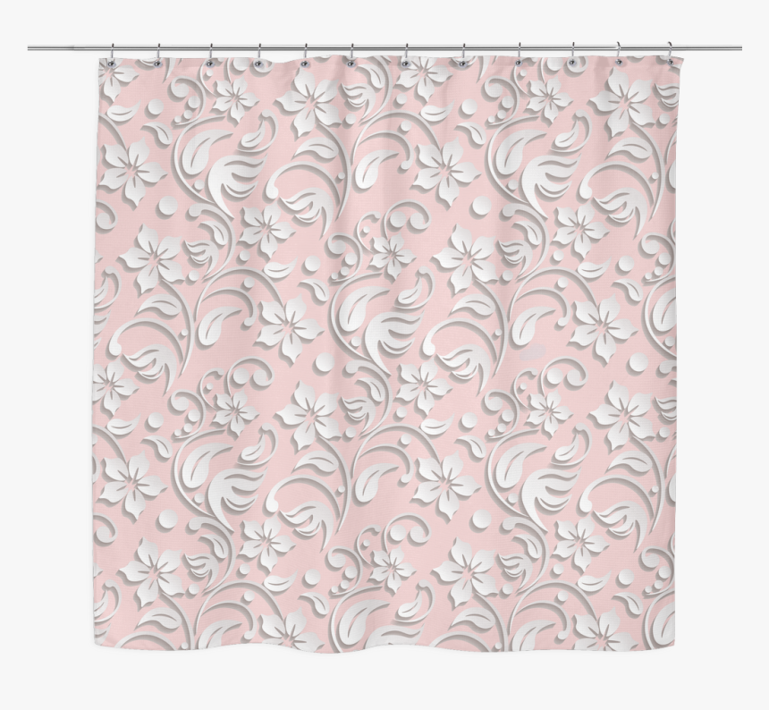 White Embossed Floral Print Shower Curtain 70 X 70 - Wallpaper, HD Png Download, Free Download