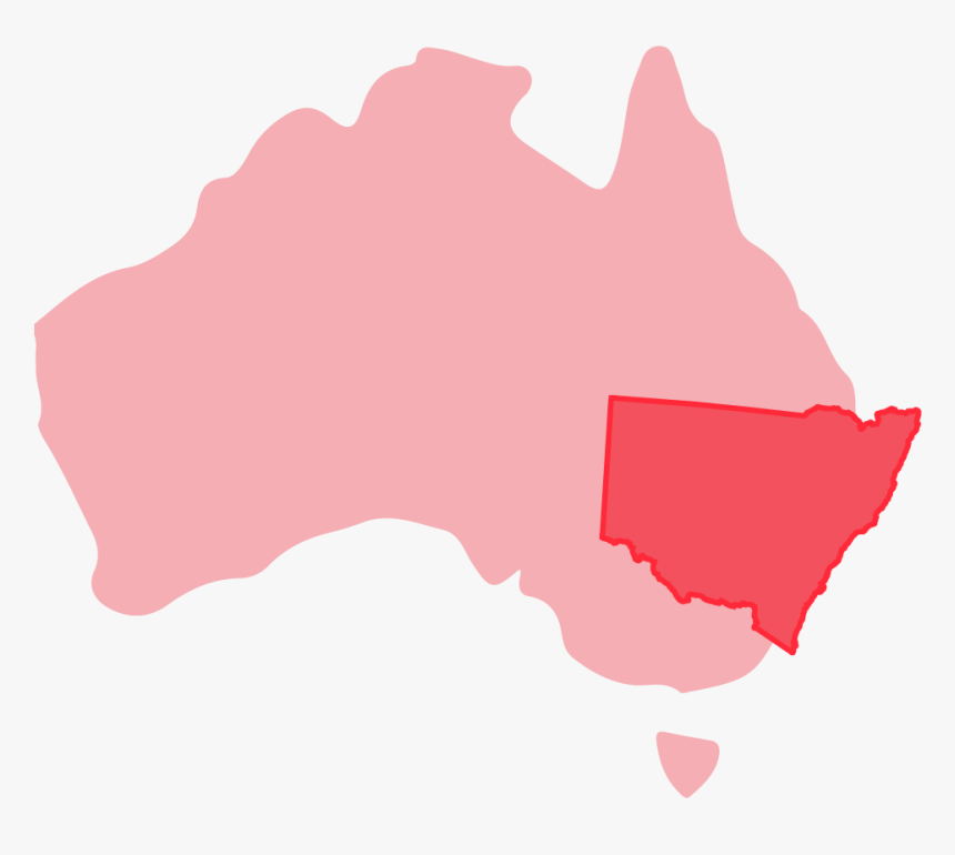 Infographic Of Australia Highlighting Nsw In Red - Australia Map, HD Png Download, Free Download