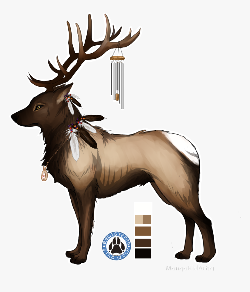 Stag Wolf For Rayven By Mangakidart-d7zsti4 - Wolf Stag, HD Png Download, Free Download
