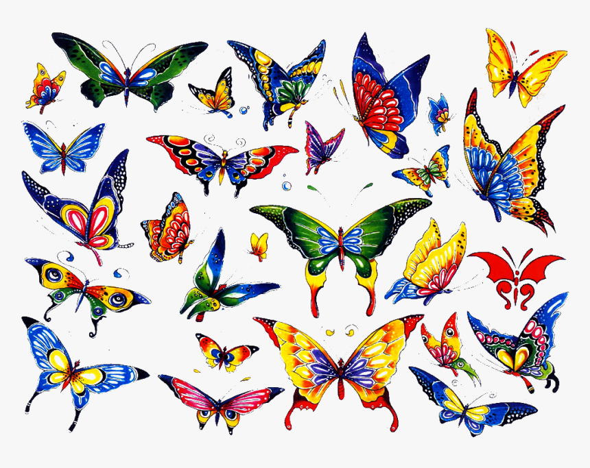 Colorful Butterfly Tattoo Designs - Color A Butterfly Clipart, HD Png Download, Free Download