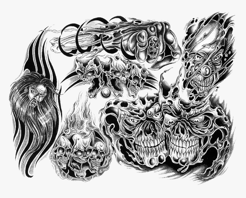 Clip Art Skull Tattoo Flash - Skull Tattoo Background Designs, HD Png Download, Free Download