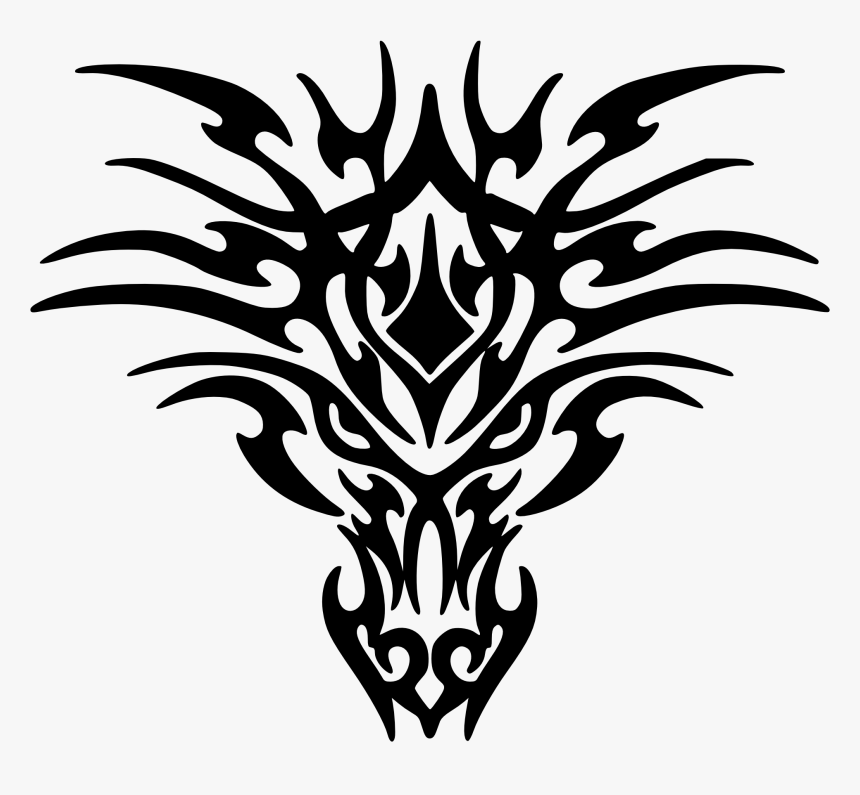 Tribal Dragon Face Tattoo, HD Png Download - kindpng