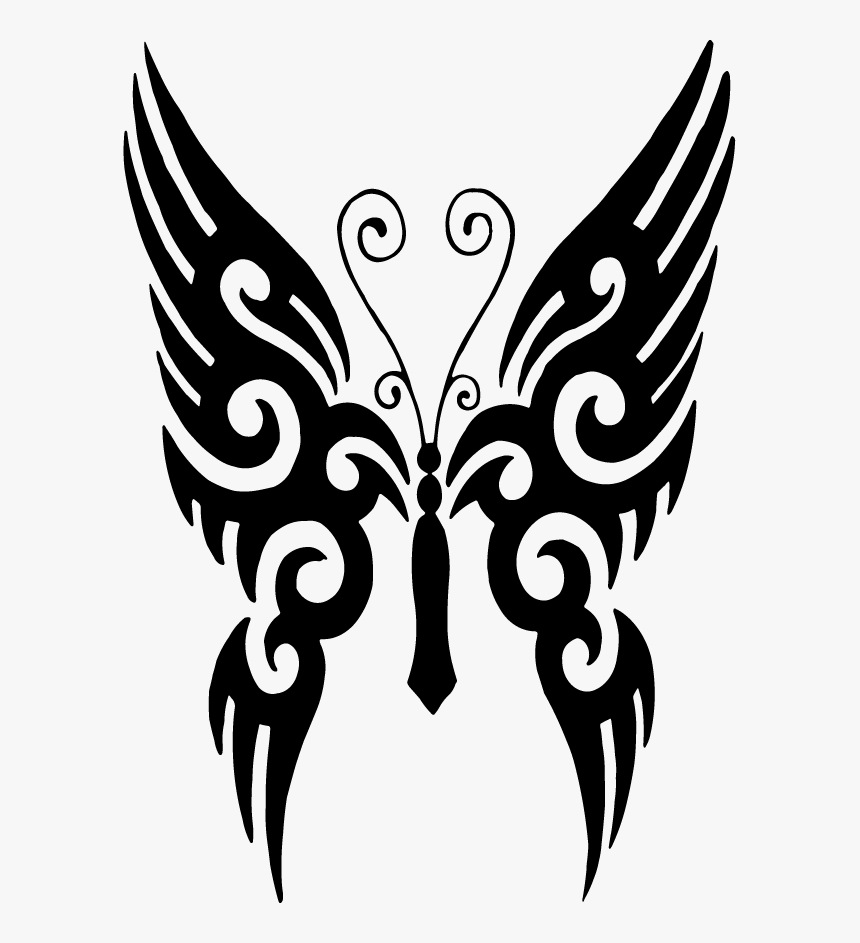 Butterfly Tattoo Designs Clipart Png - Tribal Butterfly Tattoo Png, Transparent Png, Free Download