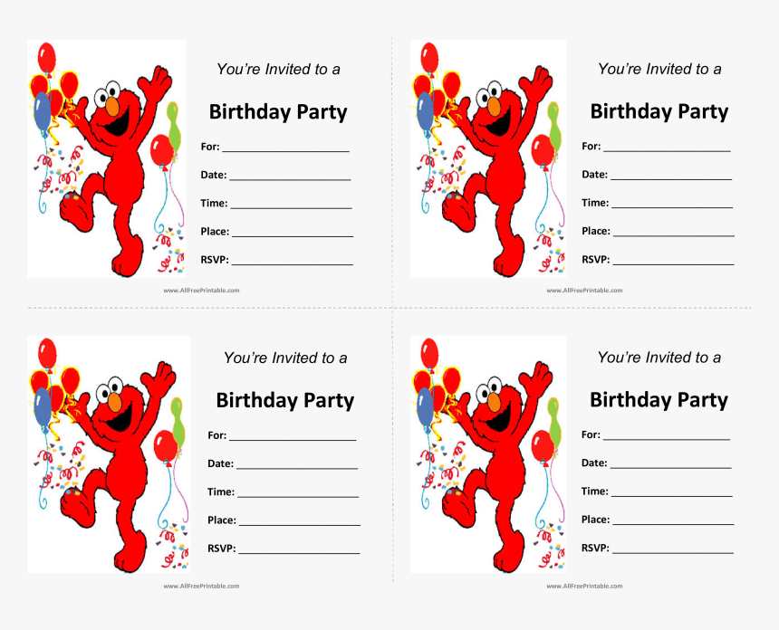 Elmo Birthday Invitations - Blank Elmo Birthday Invitations, HD Png Download, Free Download