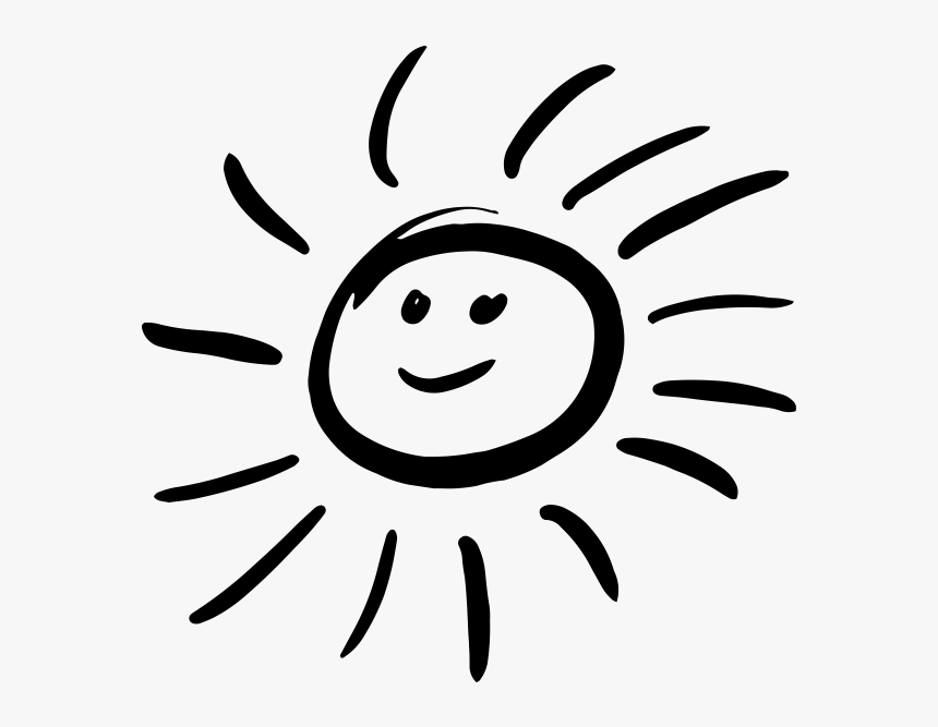 Smiling Sun Black And White Png - Smiling Sun Clipart Black And White, Transparent Png, Free Download