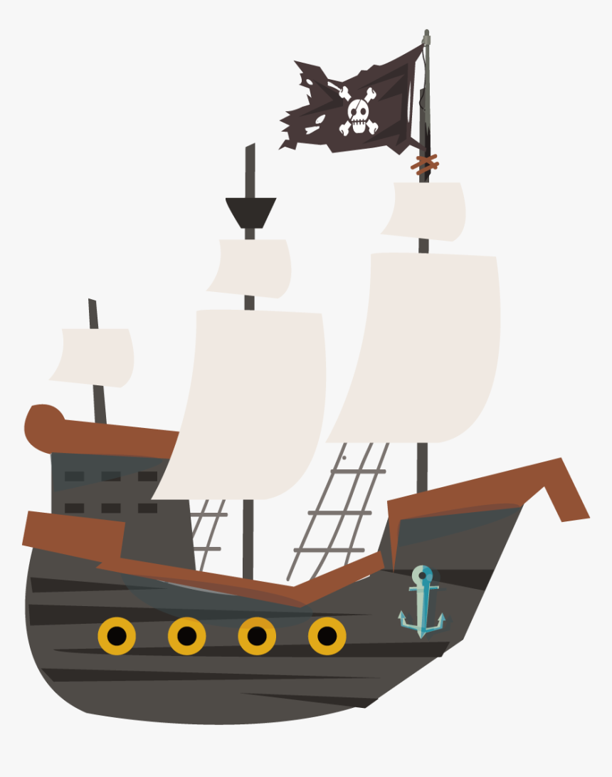 Piracy Ship Cartoon - Pirate Ship Transparent Background, HD Png Download, Free Download