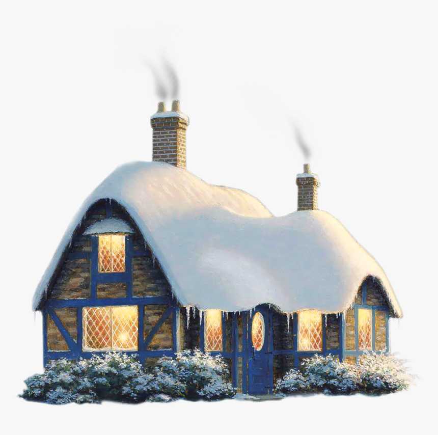 Transparent Snowy Winter House Png Clipart - Christmas House Transparent Background, Png Download, Free Download