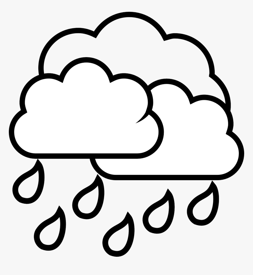 Weather Storm Rain Svg Clip Arts - Rain Cloud Clipart Black And White, HD Png Download, Free Download