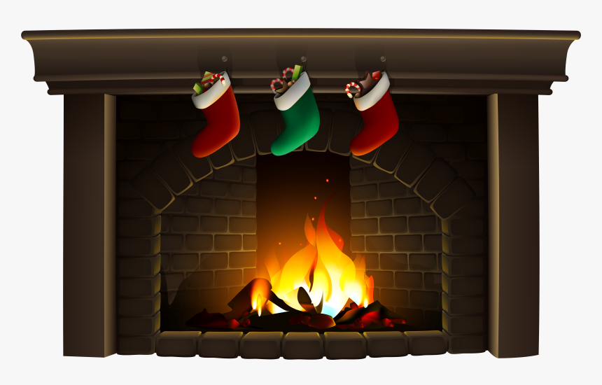 Christmas Fireplace Clip Art - Christmas Fireplace Transparent Background, HD Png Download, Free Download