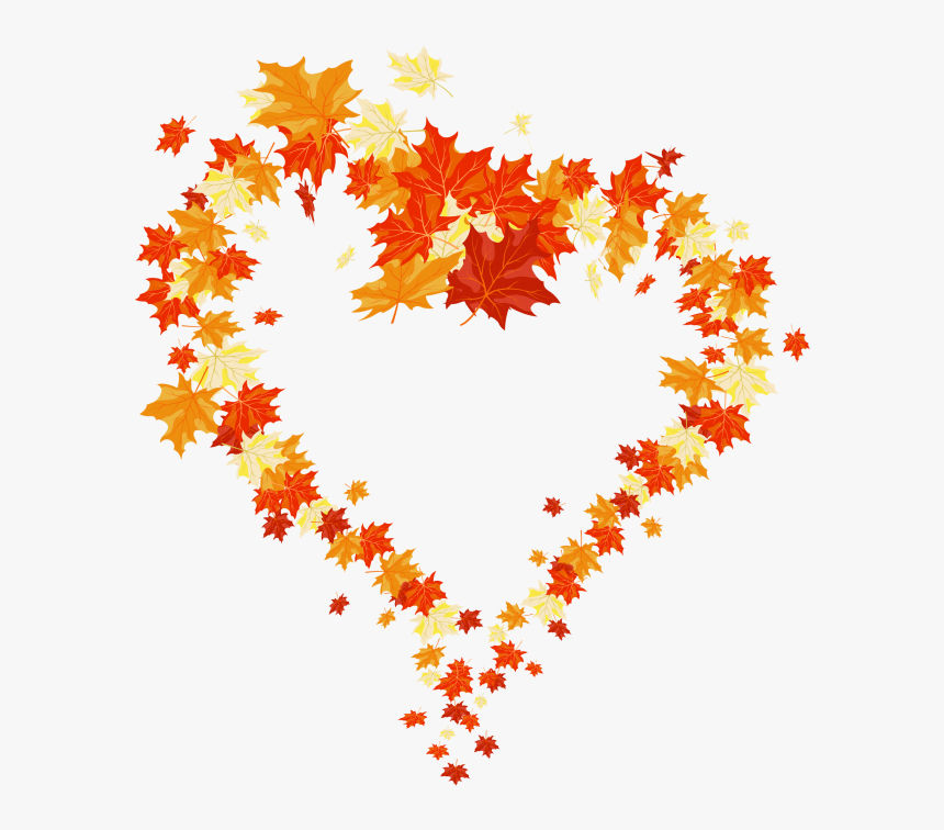 Leaves Heart Border Png - Fall Leaves Heart Transparent, Png Download, Free Download