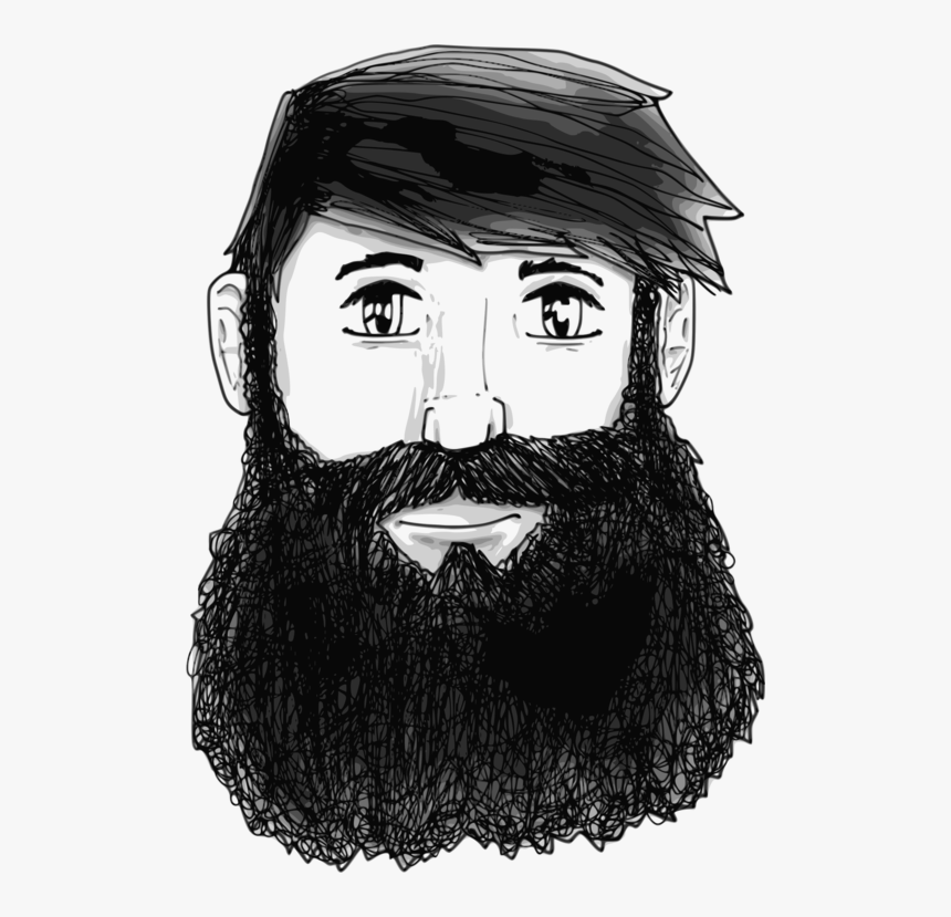 Beard Man Moustache Drawing Cartoon - Guy With Beard Drawing, HD Png Download, Free Download