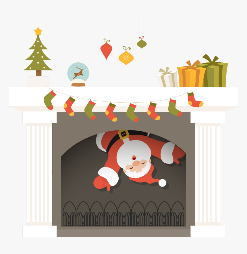 Transparent Santa Claus Chimney Clipart - Père Noel Dans La Cheminée, HD Png Download, Free Download