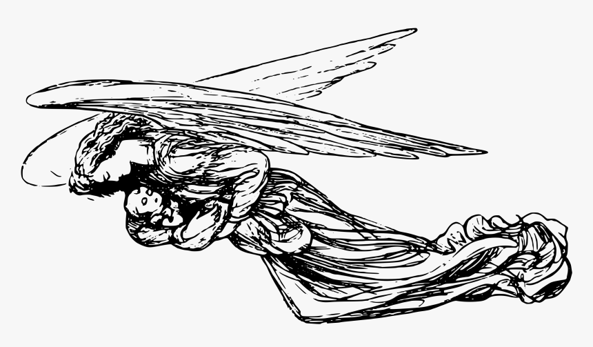 Angel With Baby Clip Arts - Clip Art Angel Png Transparent Black And White, Png Download, Free Download