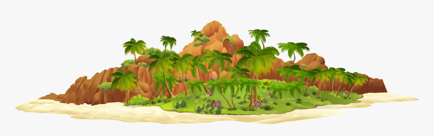 Island With Palm Trees Png Clip Art Ⓒ - Tropical Island Island Background, Transparent Png, Free Download
