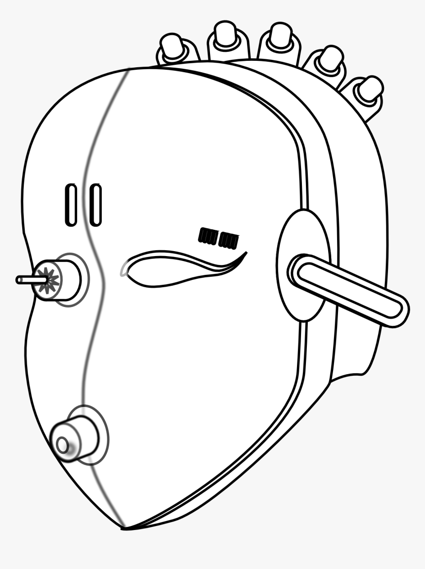 Robot Face Black White Line Kablam 555px - Illustration, HD Png Download, Free Download