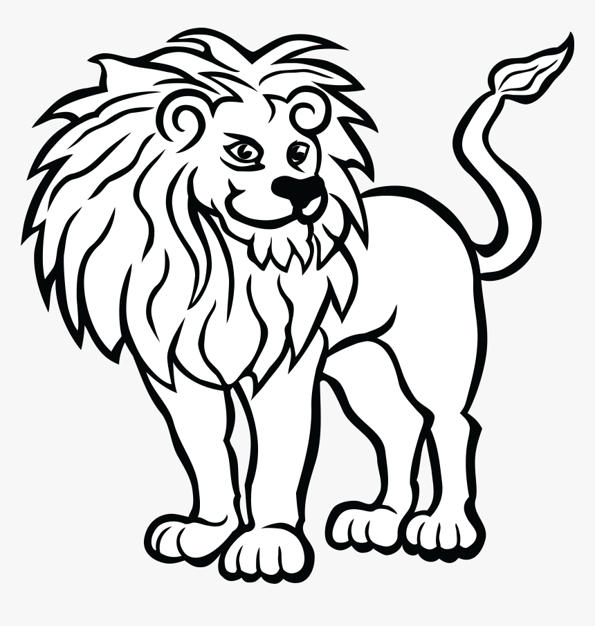 Free Clipart Of A Lion - Lion Black And White Clipart, HD Png Download, Free Download