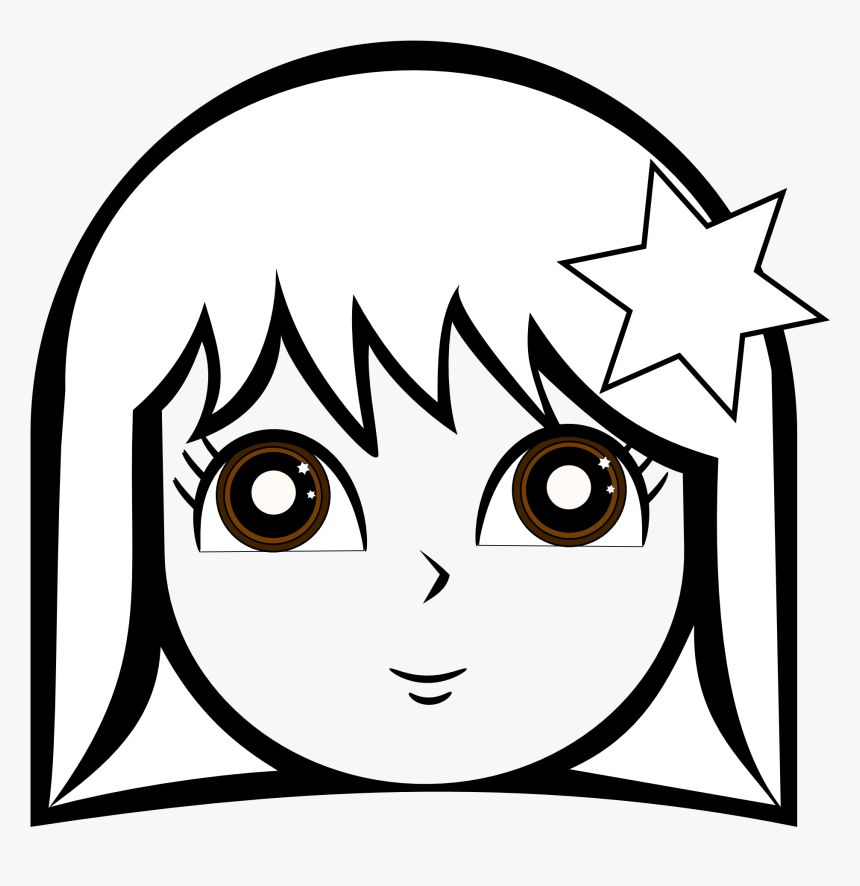 Girls Face Coloring Pages - Cute Girl Face Clipart Black And White, HD Png Download, Free Download